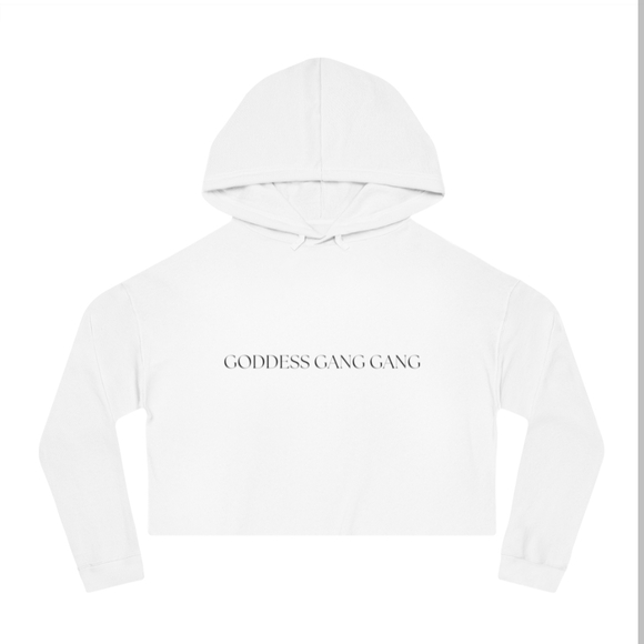 babycakes promotions Tops - White Hoodie with 'Goddess Gang Gang' Print